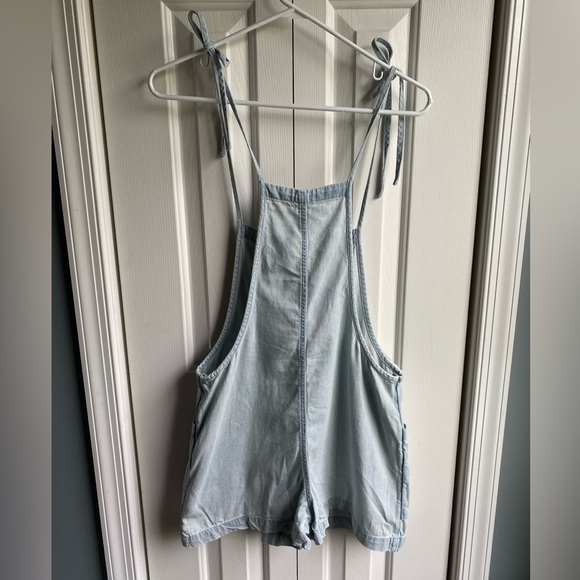Aerie Women's Tie-Strap Sleeveless Chambray Shorts Romper Size XS - Picture 2 of 9